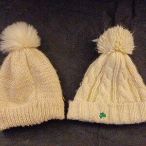 2 womens Winter Hat Knitted Warm Sherpa style lining Lot Of 2